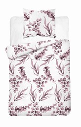 Detexpol Pościel bawełniana 140x200 biała pudrowa liście 5107 B z jedną poszewką Bawełna 32