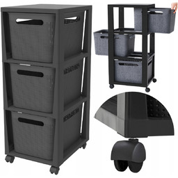 Mobilna Szafka Regal na Kółkach Półka Łazienkowa 3x16l Rotho Brisen Szary