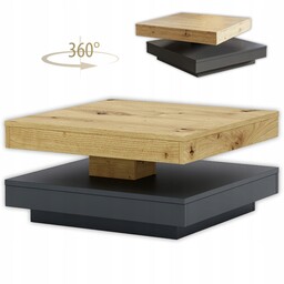Ława rozkładana obrotowa 67x67 stolik do salonu Cotto dąb artisan antracyt