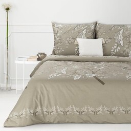 Eurofirany Pościel bawełniana 160x200 Sara 10 beżowa kwiatki