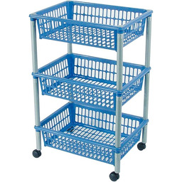 axentia Wózek kuchenny z 3 koszami, wózek na kółkach, w kolorze zielonym, niebieskim (posortowane kolory), plastik, 1 opakowanie