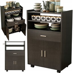 Szafka Wózek Kuchenny Komoda Regał Nowoczesny Mobilny Loft Czarny Kółka