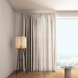 Zasłona na taśmie marszczącej 1 szt., biało-szare pionowe pasy (5,5cm), Quadro