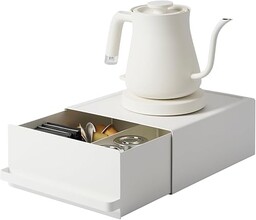 Yamazaki 2018 TOWER szuflada na blat roboczy, biała, stal/polipropylen/magnes, minimalistyczny design, 22,2 x 27,5 x 11,5 cm (dł. x szer. x wys.)