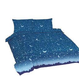 Matex Pościel bawełniana 160x200 Gwiazdy księżyce niebieska Universal
