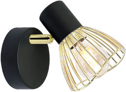 Candellux FLY 91-61874 kinkiet lampa ścienna regulacja klosza 1X40W E14 czarny+złoty 8cm