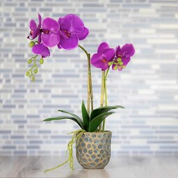 QUI-LO Wieloletnie ogrody, sztuczne kwiaty orchidei, sztuczna orchidea, sztuczna orchidea Phalaenopsis, naturalnie wyglądająca jedwabna orchidea, sztuczne kwiaty (róża)