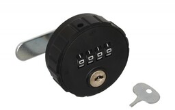 Zamek szyfrowy okrągły BH-14 z funkcją odzyskania kodu kluczem (KL-HR-014), srebrny (4-cyfrowy kod), tryb prywatny