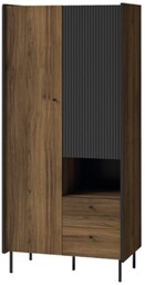 Szafa na ubrania z szufladami Prestigo P1, ryflowane fronty, drążek, półki