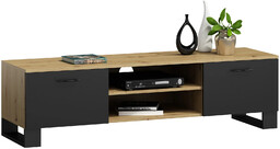 Elior Loftowa Szafka Czarny Rtv 120 Cm Dąb Artisan + Skrzynia G0-T16