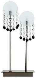 Candellux LUXOR 42-02801 lampa stołowa nikiel mat klosz szklany z kryształkami 2*20W G4 7 cm