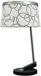 Candellux IMPRESJA 41-45372 lampa stołowa dwukolorowa podstawa chrom abażur biały z metalowym ringiem 1*60W E27 30 cm