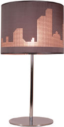 Candellux MANHATTAN 41-55029 lampa stołowa szary abażur z motywem 1X60W E27 28 cm