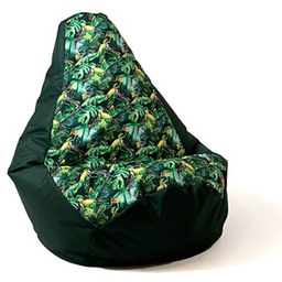 GO GIFT Pufa worek Grusza XXL Druk Papuga Czarno-zielony 140 x 100 cm