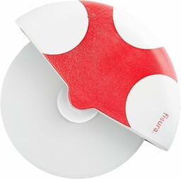 FISURA - Oryginalny nóż do pizzy z grzybkiem. Nóż do pizzy z zabawnym kółkiem. Nóż do pizzy wykonany ze stali nierdzewnej i ABS. Wymiary: 7,5 x 5,5 cm (czerwono-biały)