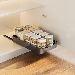 Szuflada przesuwna kuchenna, półka kuchenna teleskopowa szuflada kuchnia, organizer do szafek półka przesuwna kuchnia, salon dom organizer do przechowywania kuchni, bez wiercenia, 25 x 43 x 7 cm