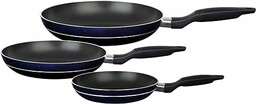 GSW 390330 TEMPTURA 3-częściowy zestaw patelni, aluminium, niebieski/czarny, 28 cm, 3 sztuki