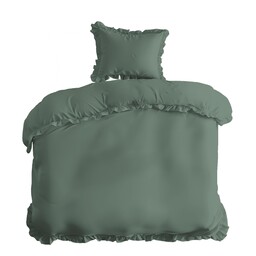 Detexpol Pościel bawełniana 140x200 miętowa jednobarwna z falbanką Pure 23