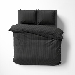 Detexpol Pościel adamaszkowa 220x200 czarna jednobarwna paski 1 cm Pure