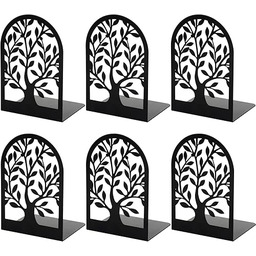 Końcówki do książek, podpórki do książek, podpórki do książek do dekoracji domu, podpórki do regałów, podpórki do książek z drzewem życia, podpórki do książek (3 pary, 6 sztuk, duże)