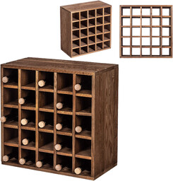 Regał na wino Loreo szachownica drewniany ciemny brąz