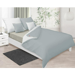 Matex Pościel satynowa 140x200 Double Face biała srebrna 01+42 KG z jedną poszewką