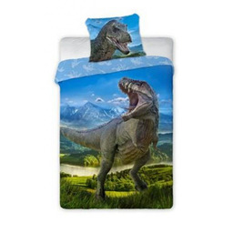 Faro Pościel bawełniana 160x200 Dinozaur t rex 001 niebieska poszewka 70x80