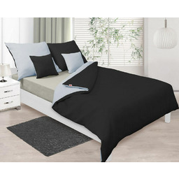 Matex Pościel satynowa 140x200 Double Face srebrna czarna 42+48 KG z jedną poszewką