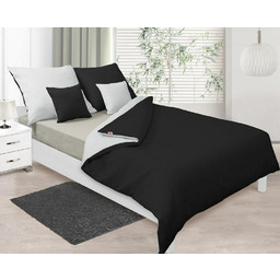 Matex Pościel satynowa 140x200 Double Face biała czarna 01+48 KG z jedną poszewką