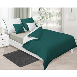 Matex Pościel satynowa 140x200 Double Face biała zielona ciemna 01+34 KG z jedną poszewką