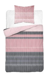 Detexpol Pościel bawełniana 140x200 różowa grafitowa pudrowa pasy 5245 B Bawełna 48