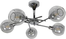 Candellux OZZO 35-72252 plafon lampa sufitowa chrom klosz szklany bezbarwny z wewnętrznym koszyczkiem metalowym 5X40W E14 56 cm