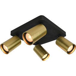 Italux Nesto SPL-23436-4S-BK-BRSS plafon nowoczesny kwadrat, aluminium czarny, mosiężny, 4x10W GU10 24 cm IP20