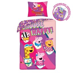 Halantex Pościel bawełniana 140x200 Świnka Peppa różowa PE-3262BL poszewka 70x90 + worek bawełniany