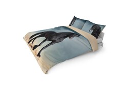 Detexpol Pościel bawełniana 160x200 koń czarny beżowa 3925 A Holland Natura 100