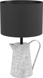 EGLO lampa stołowa Kensal, 1-punktowa lampka w kształcie puszki, światło nocne z metalu w optyce betonu i tkaniny w kolorze czarnym, oświetlenie do salonu z wyłącznikiem, oprawka E27