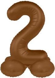 Folat 10492 Czekoladowy brązowy balon stojący cyfry numer 2 - czekoladowy brąz - ultra matowy - 72 cm na przyjęcie urodzinowe z okazji rocznicy Baby Shower - bez helu