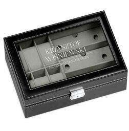 Szkatułka czarna na zegarki i okulary z grawerem dla niego