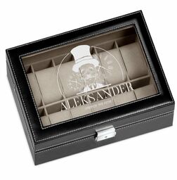 Szkatułka czarna kuferek na zegarki z grawerem dla niego na imieniny