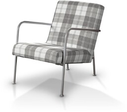 Pokrowiec na fotel Ikea PS, krata szaro-biała, fotel Ikea PS, Edinburgh