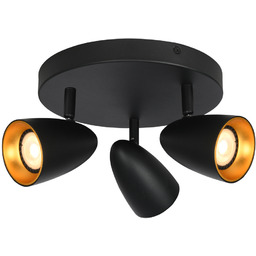 Italux Tino SPL-36748-3R-BK-GD plafon, oprawa natynkowa nowoczesna aluminium czarny, złoty 3x10W GU10, 22 cm IP20