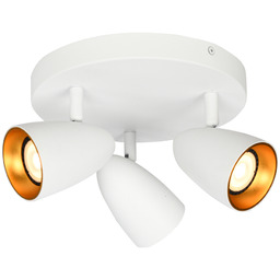 Italux Tino SPL-36748-3R-WH-GD plafon, oprawa natynkowa nowoczesna aluminium biały, złoty 3x10W GU10, 22 cm IP20