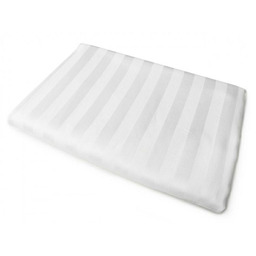 Karo Prześcieradło adamaszkowe 220x200 Tivoli białe paski 1 cm 140 g/m2 satynowe atłasowe