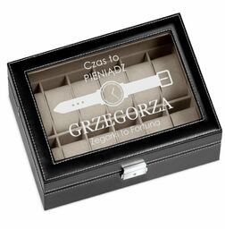 Szkatułka czarna kuferek na zegarki z grawerem dla niego na imieniny