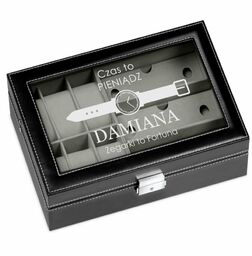 Szkatułka czarna na zegarki i okulary z grawerem dla niego na imieniny