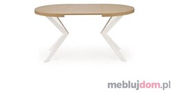 Stół PERONI Halmar 100x100-250, Dąb Złoty + Biały