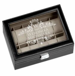 Szkatułka czarna kuferek na zegarki z grawerem dla niej