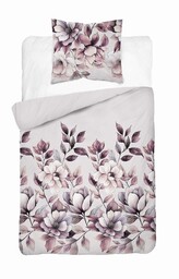 Detexpol Pościel bawełniana jasnoróżowa w kwiaty przydymione 140x200 kolekcja Naturalis wzór 5498 B