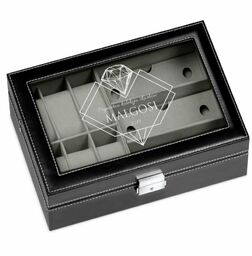 Szkatułka czarna na zegarki i okulary z grawerem dla niej na imieniny