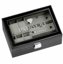 Szkatułka czarna na zegarki i okulary z grawerem dla niej na imieniny